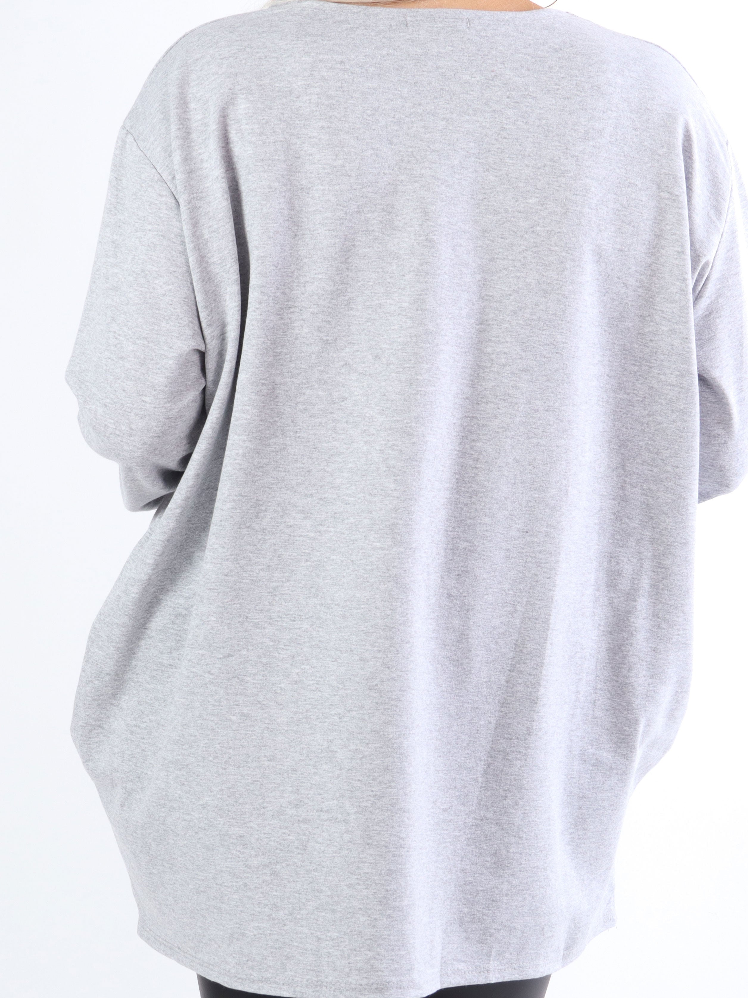 Hearty - Plus size joggingblus med silvertryck framtill - Rose